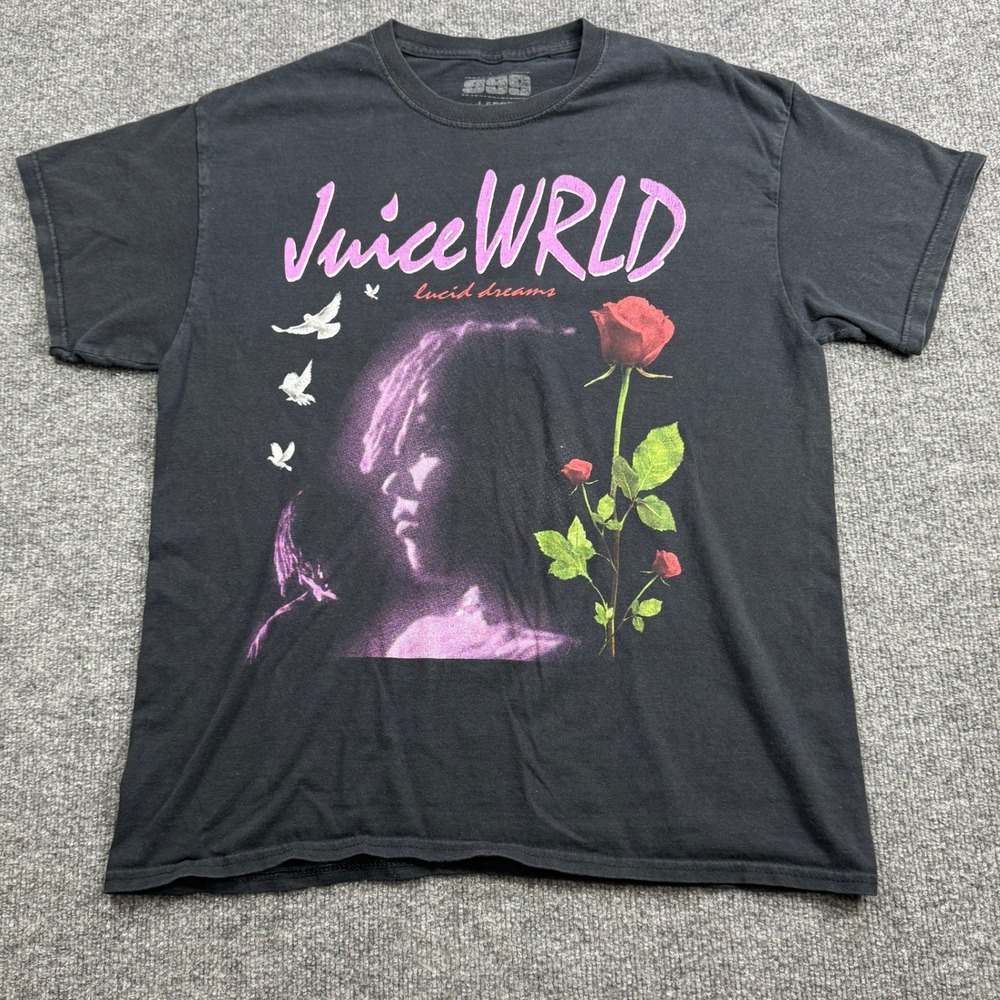 Juice WRLD 999 Club Lucid Dreams T Shirt Mens Large Black Rap Tee Rose